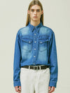 Washed Denim Western Shirt Blue - KND - BALAAN 5