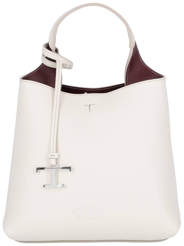 Logo Mini Leather Tote Bag White - TOD'S - BALAAN 2