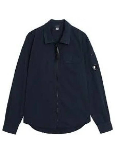 Oversized Organic Gabardine Long Sleeve Shirt Navy - CP COMPANY - BALAAN 2