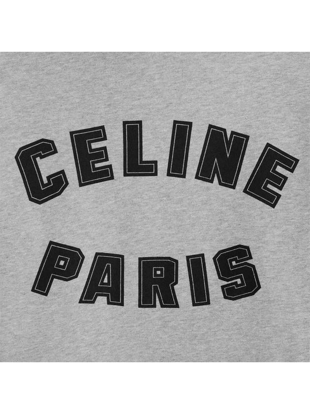 Paris Print Cotton Fleece Hoodie Grey Melange - CELINE - BALAAN 6