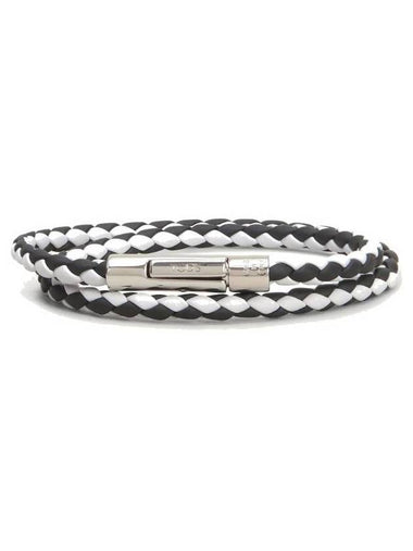 Wave Leather Bracelet Black White - TOD'S - BALAAN 1