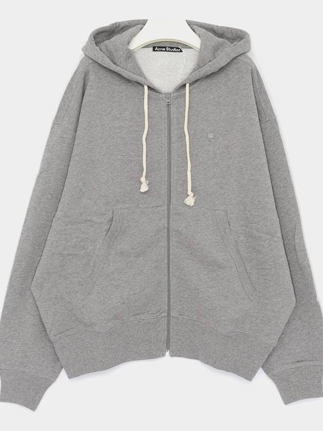 Face Logo Applique Zip-Up Hoodie Grey - ACNE STUDIOS - BALAAN 3