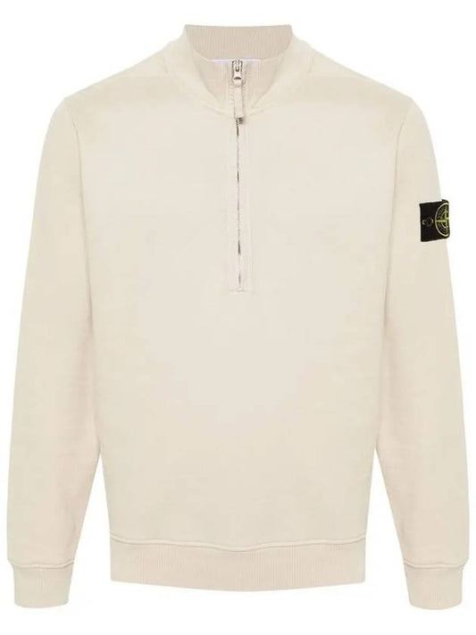 Logo Half Zipper Sweatshirt Beige - STONE ISLAND - BALAAN 2