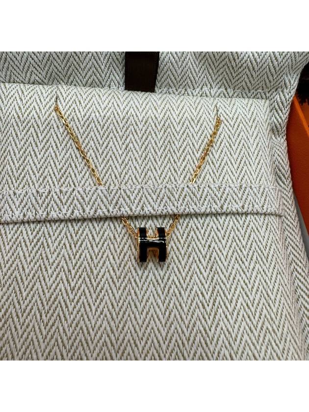 Mini Pop H Pendant Necklace Gold Noir - HERMES - BALAAN 4