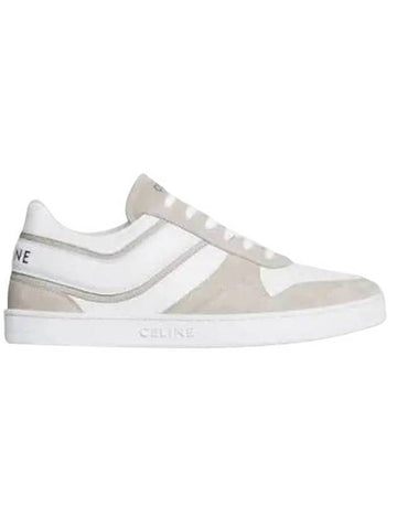 Velvet trainer calfskin low top sneakers light beige - CELINE - BALAAN 1