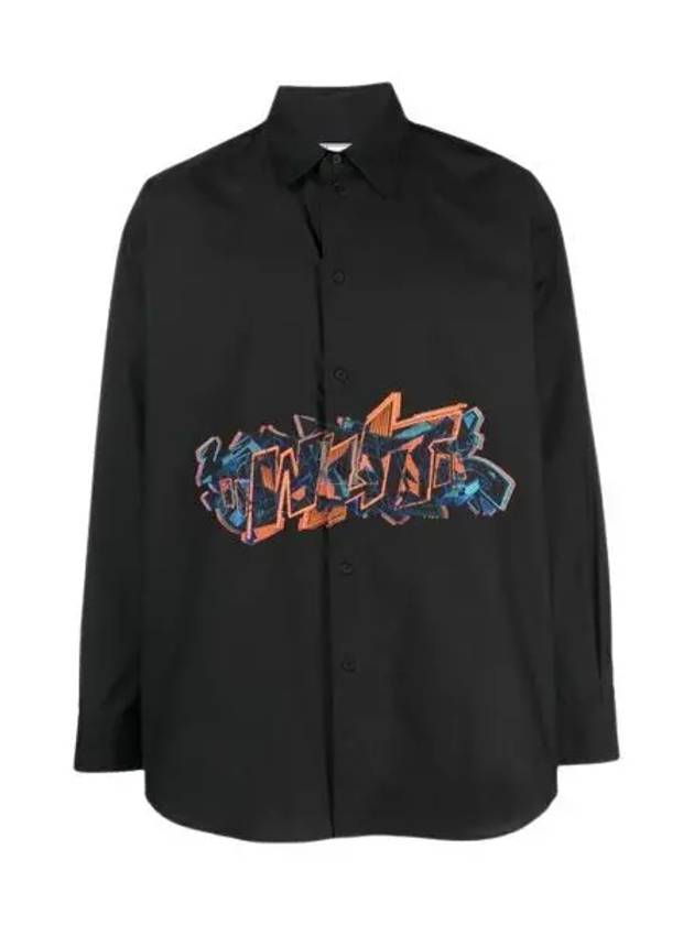 Embroidery Graffiti Logo Shirt Long Sleeve Shirt Black - OFF WHITE - BALAAN 2