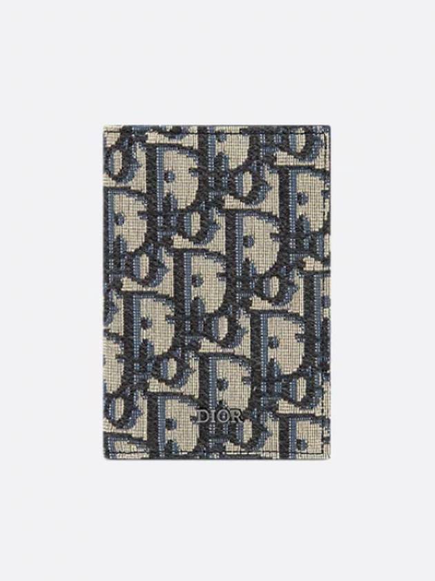 Vertical Half Card Holder Beige And Black  Oblique Jacquard - DIOR - BALAAN 2