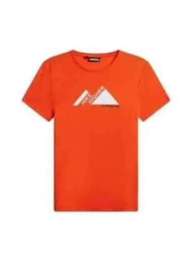 Golf Valeria Graphic Short Sleeve T-Shirt Tangerine Tango - J.LINDEBERG - BALAAN 1