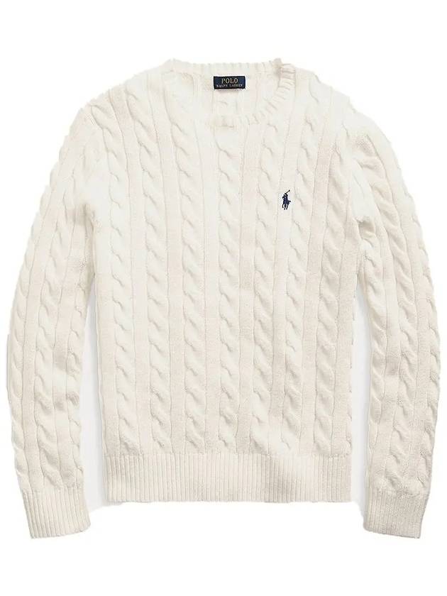 Embroidery Logo Cable Knit Top Ivory - POLO RALPH LAUREN - BALAAN 2