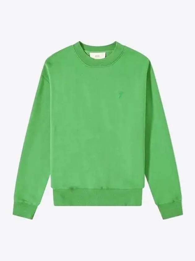 Tonal Heart Crew Neck Sweatshirt Green - AMI - BALAAN 2