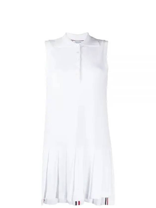 Women's Classic Pique Sleeveless Tennis Dress White - THOM BROWNE - BALAAN 2