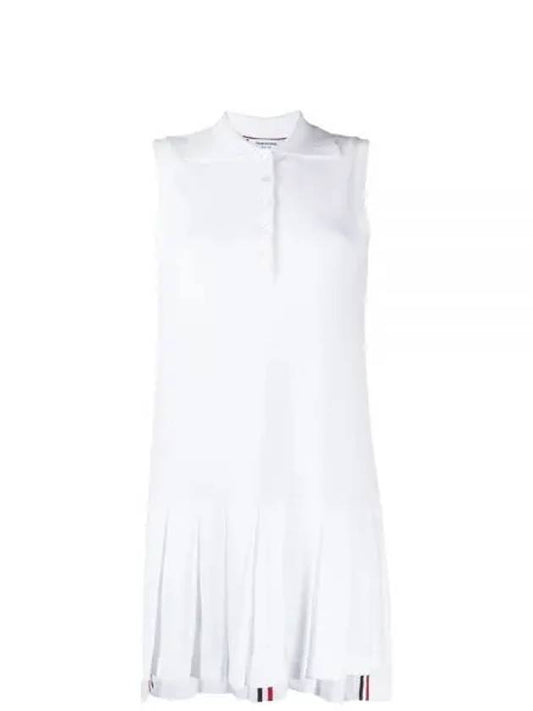 Women's Classic Pique Sleeveless Tennis Dress White - THOM BROWNE - BALAAN 2