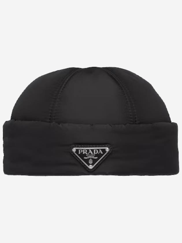 Triangle Logo Nylon Beanie Black - PRADA - BALAAN 2