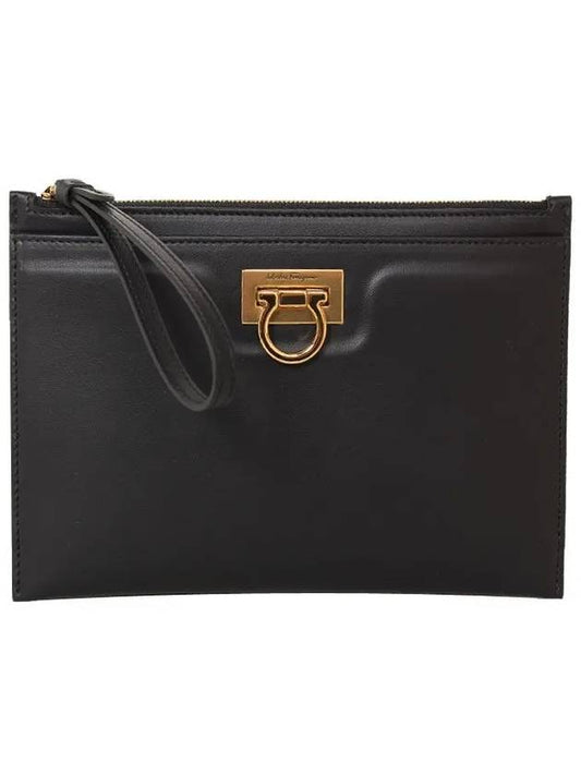 Gancini Clutch Bag Black - SALVATORE FERRAGAMO - BALAAN 2