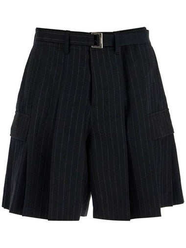 striped pleated bermuda shorts - SACAI - BALAAN 1