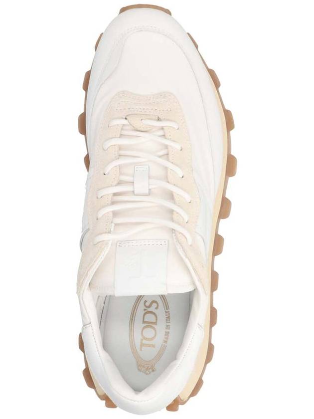 Paneled Lace-up Suede Leather Low Top Sneakers White - TOD'S - BALAAN 4