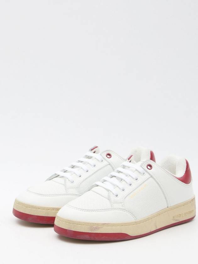 Logo Calf Leather Low Top Sneakers White - SAINT LAURENT - BALAAN 3