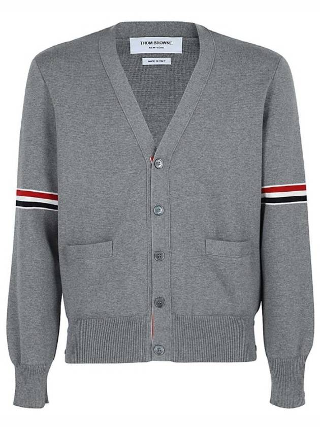 Milano Stitch Sprite Armband Cotton V-neck Cardigan Light Grey - THOM BROWNE - BALAAN 2