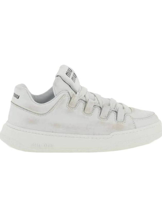 Logo Vintage Low Top Sneakers White - MIU MIU - BALAAN 1