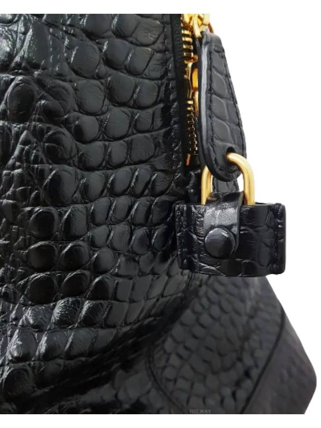 Crocodile Effect Calf Leather Tote Bag Black - BALENCIAGA - BALAAN 4