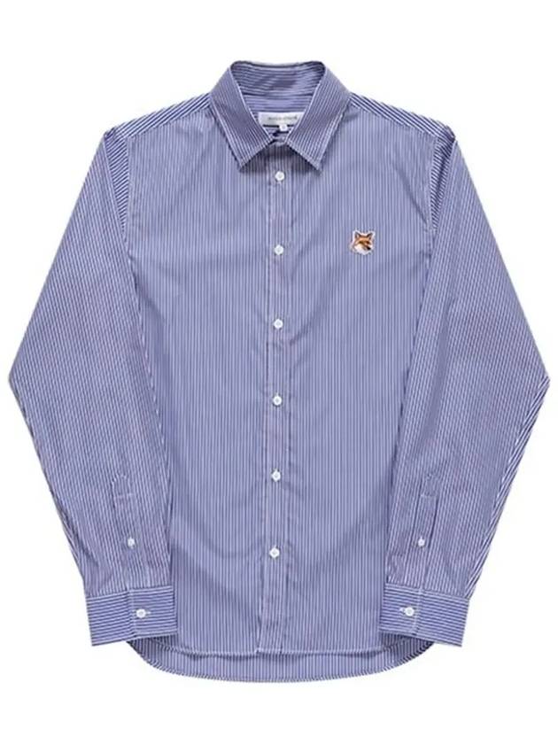 Fox Head Stripe Long Sleeve Shirt Blue - MAISON KITSUNE - BALAAN 5