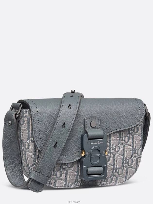 Saddle Mini Flap Messenger Bag Deep Gray Dior Obliq - DIOR - BALAAN 2