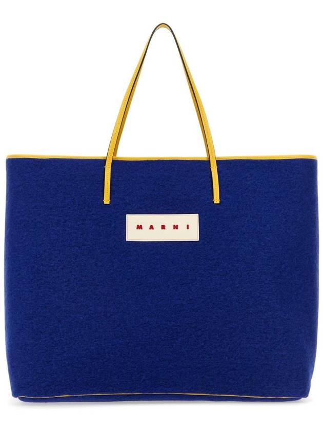 BLUE Blue felt medium Janus shopping bag SHMQ0062U0P5801 00B56 - MARNI - BALAAN 1