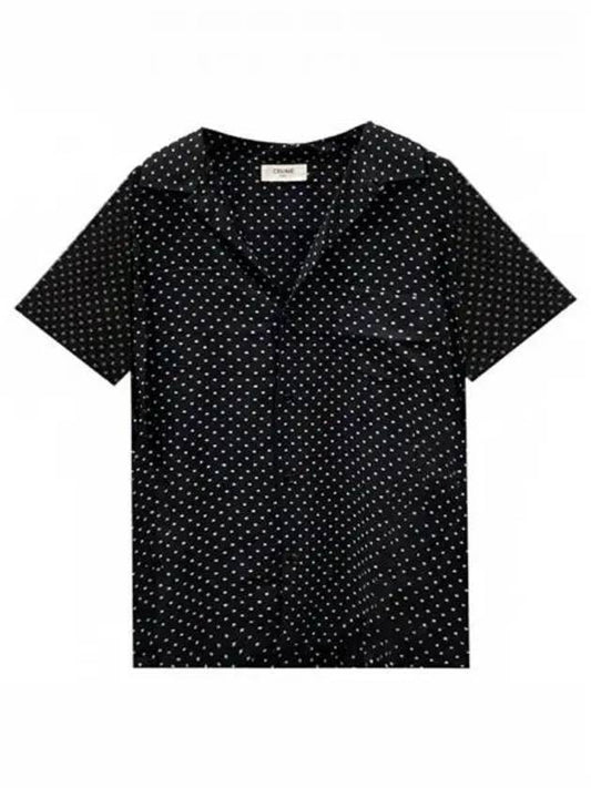 Hawaiian Viscose Short Sleeve Shirt Black - CELINE - BALAAN 2