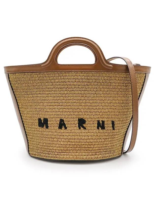 Leather Raffia Tropicalia Tote Bag Rosiena - MARNI - BALAAN 3