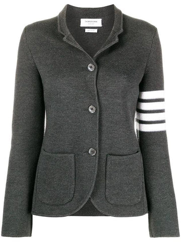 Women's Fine Merino Wool Link Jacket Dark Gray - THOM BROWNE - BALAAN.