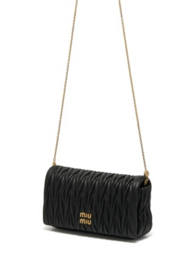 Matelasse Nappa Leather Logo Mini Shoulder Bag Black - MIU MIU - BALAAN 4