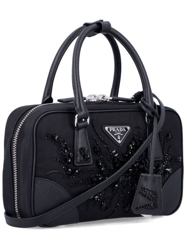 Embroidered detailing mini tote bag black - PRADA - BALAAN 4