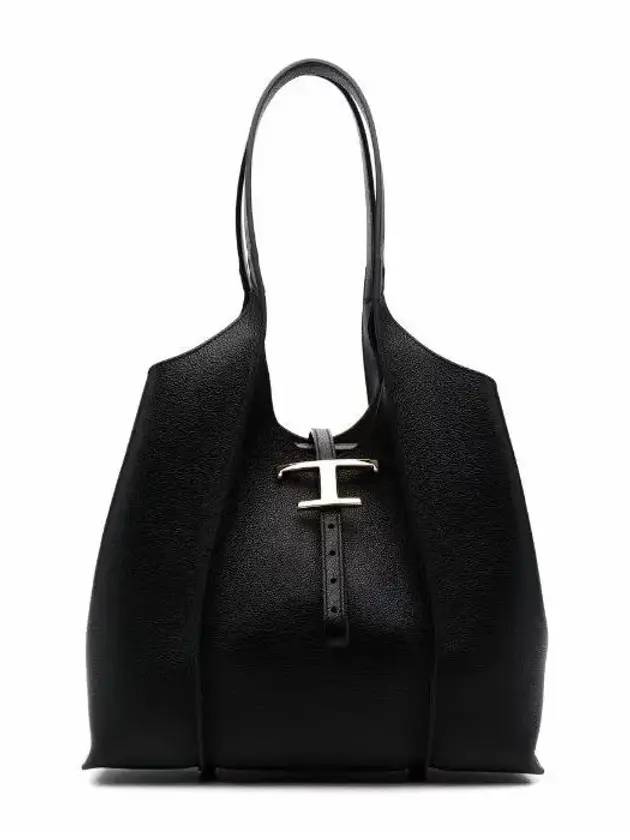 Logo T Timeless Leather Tote Bag Black - TOD'S - BALAAN 1