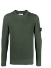 Wappen Patch Crew Neck Ribbed Wool Knit Top Green - STONE ISLAND - BALAAN 2