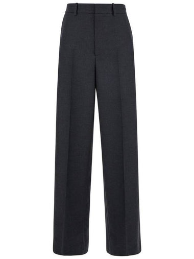 Wool Gabardine Wide Pants Dark Grey - GUCCI - BALAAN 1