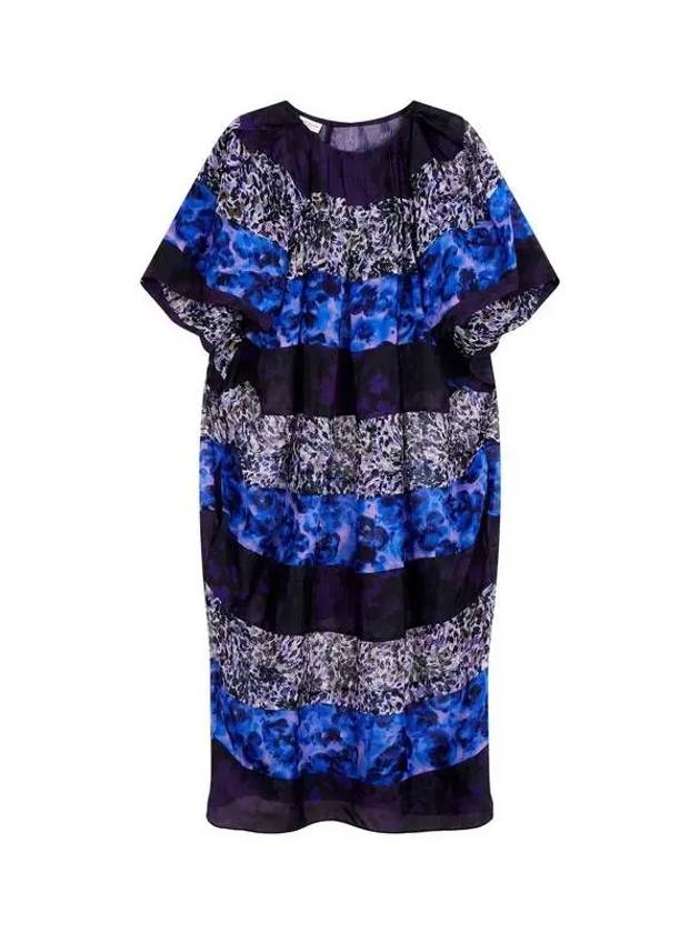 Women s Flower Striped Rayon Dress Purple - DRIES VAN NOTEN - BALAAN 1