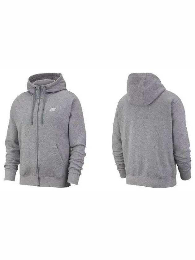 Men's Nsw Club Fleece Zip-Up Hoodie Grey - NIKE - BALAAN 7