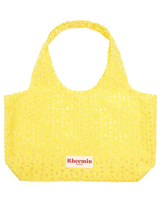 Flower jacquard shopper tote bag yellow - RHEEMIN - BALAAN 2