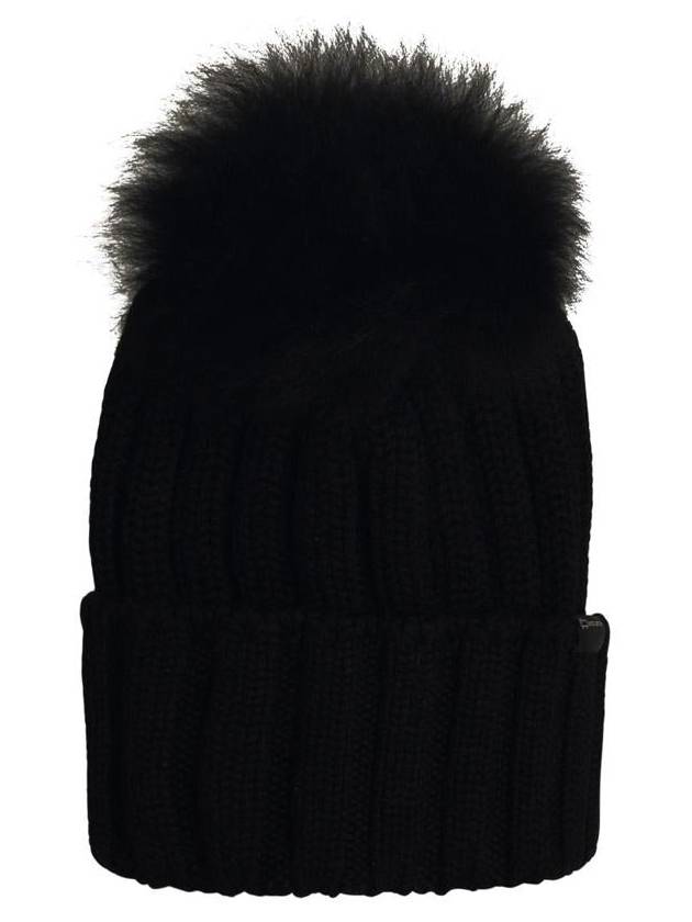 Woolrich 'Pon Pon' Black Virgin Wool Beanie - WOOLRICH - BALAAN 1