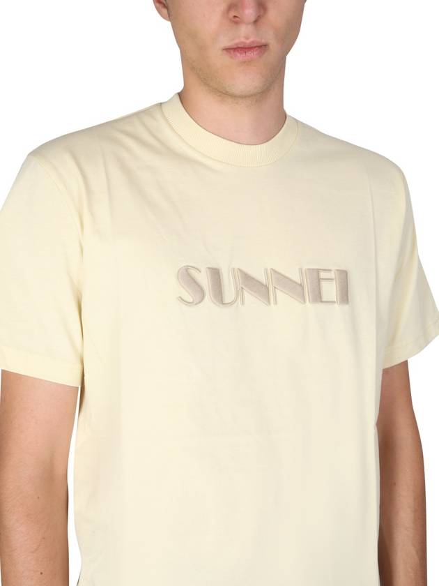 Embroidered Logo Crew Neck Cotton Short Sleeve T-Shirt Beige - SUNNEI - BALAAN 9