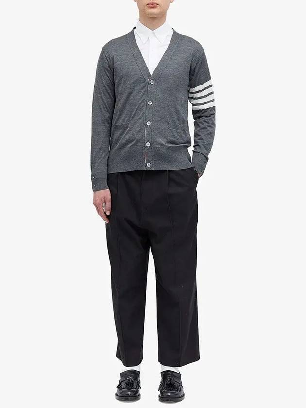 Men's Sustainable Classic Diagonal Wool Cardigan Medium Grey - THOM BROWNE - BALAAN 5