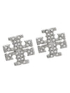 Crystal Logo Stud Earrings Silver - TORY BURCH - BALAAN 2