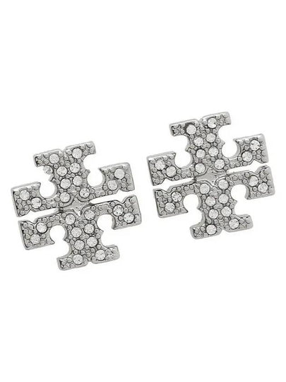 Crystal Logo Stud Earrings Silver - TORY BURCH - BALAAN 2