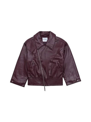 Women's Hybrid Vegan Leather Jacket Wine VOL2225 - HOUSE OF SUNNY - BALAAN 1