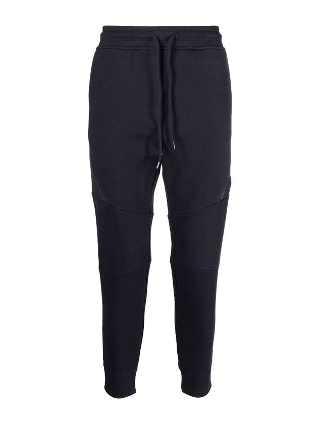 Men's Diagonal Lens Wappen Fleece Track Pants Navy - CP COMPANY - BALAAN.