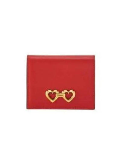 Gold Plaque Compact Half Wallet Red - SALVATORE FERRAGAMO - BALAAN 2