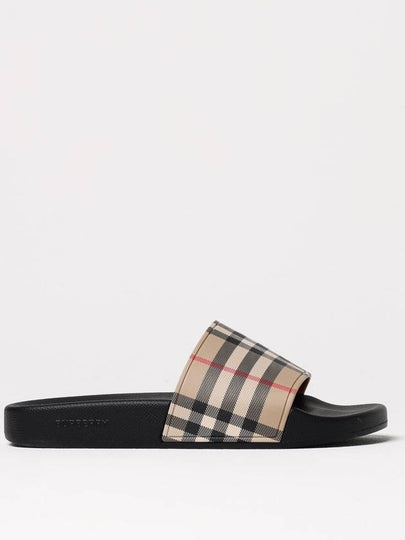 Check Furley Slippers Beige - BURBERRY - BALAAN 2