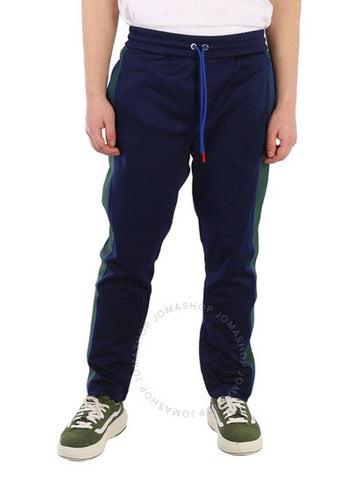 Mens Navy Striped Drawstring Sweatpants - MONCLER - BALAAN 1