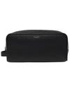 Grained Logo Pouch Bag Black - SAINT LAURENT - BALAAN 1