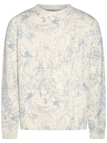 Toile De Jouy Pattern Round Neck Knit Top Heritage White - GOLDEN GOOSE - BALAAN 1